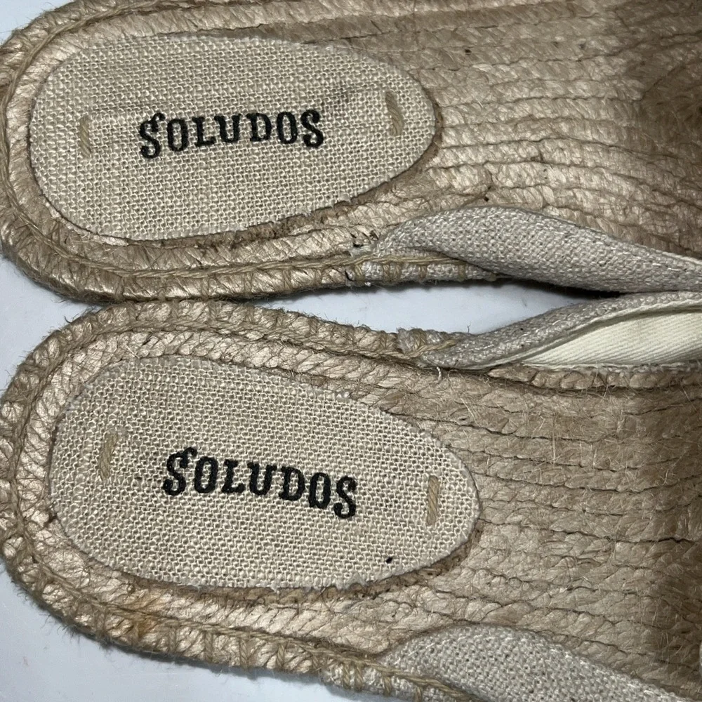 Soludos Ibiza Embroidered Mule Womens Size 8.5 Espadrille Flats Floral Tan Boho